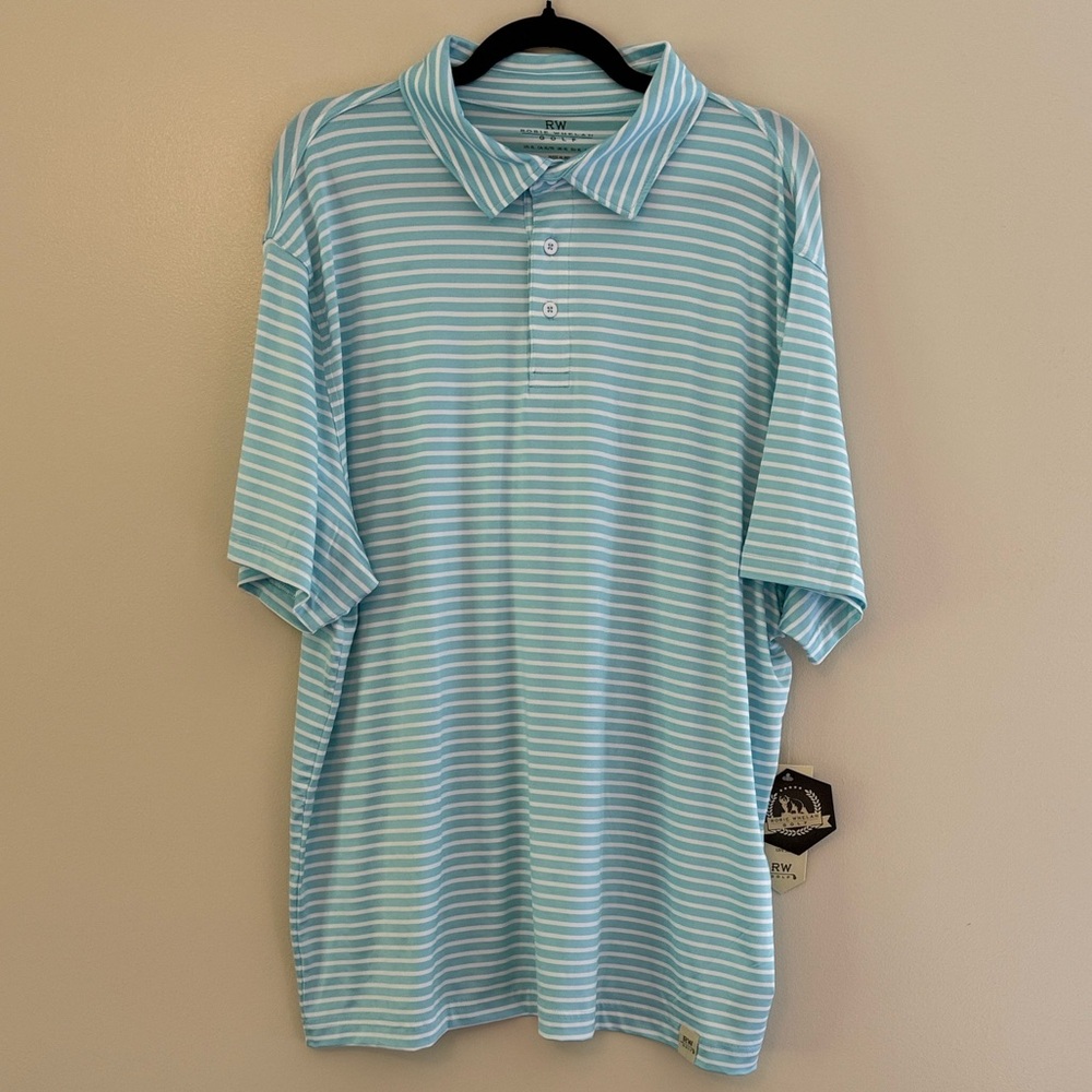 Rorie Whelan Golf Men's Striped Performance Polo Shirt, Size XL NWT